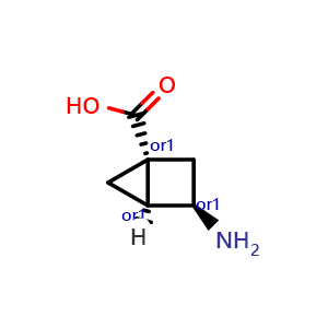 Chemical structure of exo-3-aminobicyclo[2.1.0]pentane-1-carboxylic acid , CAS 2260933-37-5, AChemBlock U133831