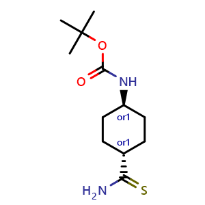 Chemical structure of tert-butyl trans-N-(4-carbamothioylcyclohexyl)carbamate , CAS 2272077-90-2, AChemBlock U133847