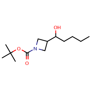 Chemical structure of tert-butyl 3-(1-hydroxypentyl)azetidine-1-carboxylate , CAS 2274395-78-5, AChemBlock U133850