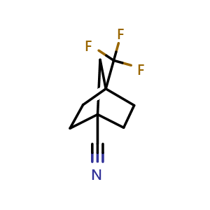 Chemical structure of 4-(trifluoromethyl)norbornane-1-carbonitrile , CAS 2287310-57-8, AChemBlock U133866