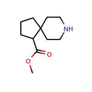 Chemical structure of methyl 8-azaspiro[4.5]decane-4-carboxylate , CAS 2287317-29-5, AChemBlock U133867