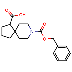Chemical structure of 8-benzyloxycarbonyl-8-azaspiro[4.5]decane-4-carboxylic acid , CAS 2287345-02-0, AChemBlock U133868