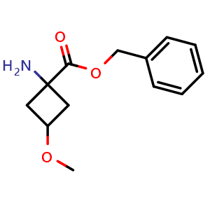 Chemical structure of benzyl 1-amino-3-methoxy-cyclobutanecarboxylate , CAS 2301247-73-2, AChemBlock U133894