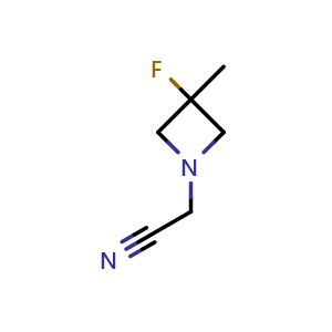 Chemical structure of 2-(3-fluoro-3-methyl-azetidin-1-yl)acetonitrile , CAS 2301394-32-9, AChemBlock U133895