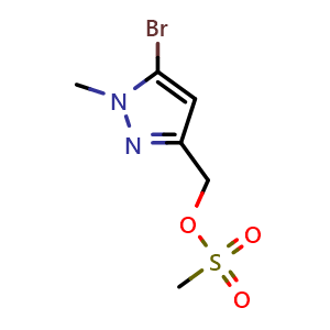 Chemical structure of (5-bromo-1-methyl-pyrazol-3-yl)methyl methanesulfonate , CAS 2303766-93-8, AChemBlock U133898