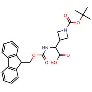 Chemical structure of 2-(1-tert-butoxycarbonylazetidin-3-yl)-2-(9H-fluoren-9-ylmethoxycarbonylamino)acetic acid , CAS 2305253-84-1, AChemBlock U133903