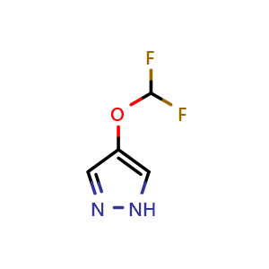 Chemical structure of 4-(Difluoromethoxy)-1H-pyrazole , CAS 2306173-79-3, AChemBlock U133906