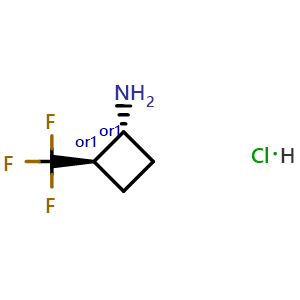 Chemical structure of trans-2-(trifluoromethyl)cyclobutanamine hydrochloride , CAS 2307778-24-9, AChemBlock U133911