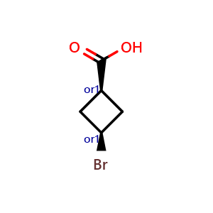 Chemical structure of cis-3-bromocyclobutanecarboxylic acid , CAS 2309467-86-3, AChemBlock U133915