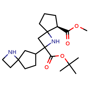 Chemical structure of O2-tert-butyl O5-methyl (5R)-2,7-diazaspiro[3.4]octane-2,5-dicarboxylate , CAS 2323071-15-2, AChemBlock U133919
