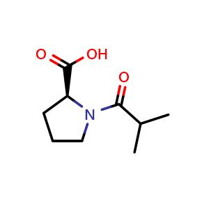 Chemical structure of 1-(2-methylpropanoyl)pyrrolidine-2-carboxylic acid , CAS 23500-16-5, AChemBlock U133932