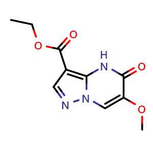 Chemical structure of ethyl 6-methoxy-5-oxo-4H-pyrazolo[1,5-a]pyrimidine-3-carboxylate , CAS 2359663-71-9, AChemBlock U133944
