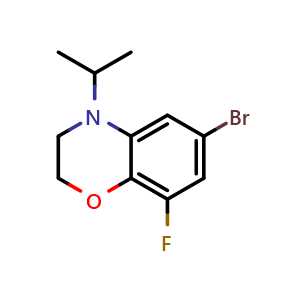 Chemical structure of 6-bromo-8-fluoro-4-isopropyl-2,3-dihydro-1,4-benzoxazine , CAS 2370911-99-0, AChemBlock U133966