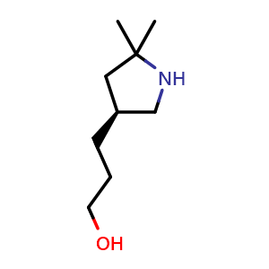 Chemical structure of 3-[(3S)-5,5-dimethylpyrrolidin-3-yl]propan-1-ol , CAS 2374127-59-8, AChemBlock U133968