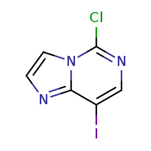 Chemical structure of 5-chloro-8-iodo-imidazo[1,2-c]pyrimidine , CAS 2374134-99-1, AChemBlock U133973