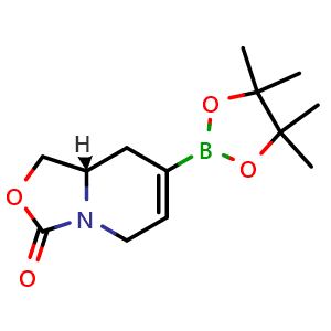 Chemical structure of (8aS)-7-(4,4,5,5-tetramethyl-1,3,2-dioxaborolan-2-yl)-1,5,8,8a-tetrahydrooxazolo[3,4-a]pyridin-3-one , CAS 2374908-48-0, AChemBlock U133976