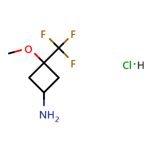 Chemical structure of 3-methoxy-3-(trifluoromethyl)cyclobutanamine hydrochloride , CAS 2375267-84-6, AChemBlock U133980
