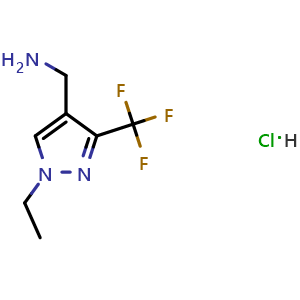 Chemical structure of [1-ethyl-3-(trifluoromethyl)pyrazol-4-yl]methanamine hydrochloride , CAS 2376726-60-0, AChemBlock U133982