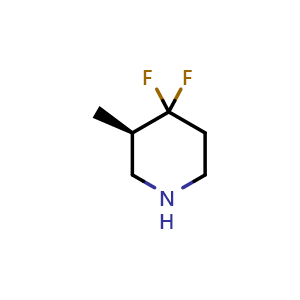 Chemical structure of (3R)-4,4-difluoro-3-methyl-piperidine , CAS 2380769-83-3, AChemBlock U133993