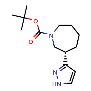 Chemical structure of tert-butyl (3S)-3-(1H-pyrazol-3-yl)azepane-1-carboxylate , CAS 2380893-98-9, AChemBlock U133994