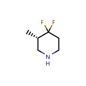Chemical structure of (3S)-4,4-difluoro-3-methyl-piperidine , CAS 2381280-85-7, AChemBlock U133997