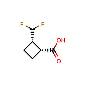 Chemical structure of (1R,2S)-2-(difluoromethyl)cyclobutanecarboxylic acid , CAS 2382414-53-9, AChemBlock U134002
