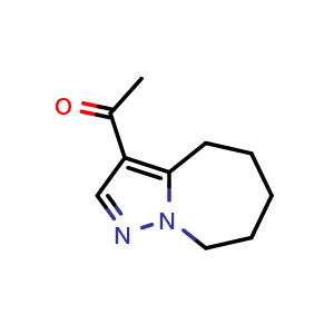 Chemical structure of 1-(5,6,7,8-tetrahydro-4H-pyrazolo[1,5-a]azepin-3-yl)ethanone , CAS 2383047-81-0, AChemBlock U134007
