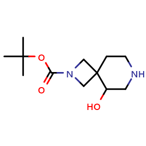 Chemical structure of tert-butyl 5-hydroxy-2,7-diazaspiro[3.5]nonane-2-carboxylate , CAS 2384087-20-9, AChemBlock U134018