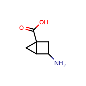 Chemical structure of 3-aminobicyclo[2.1.0]pentane-1-carboxylic acid , CAS 2384421-71-8, AChemBlock U134024