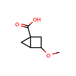 Chemical structure of 3-methoxybicyclo[2.1.0]pentane-1-carboxylic acid , CAS 2386233-03-8, AChemBlock U134037