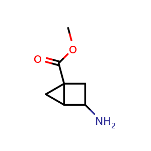 Chemical structure of methyl 3-aminobicyclo[2.1.0]pentane-1-carboxylate , CAS 2386715-43-9, AChemBlock U134048