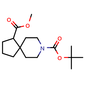 Chemical structure of O8-tert-butyl O4-methyl 8-azaspiro[4.5]decane-4,8-dicarboxylate , CAS 2387274-19-1, AChemBlock U134054