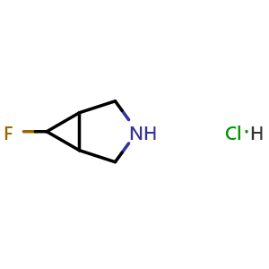 Chemical structure of 6-fluoro-3-azabicyclo[3.1.0]hexane hydrochloride , CAS 2387598-12-9, AChemBlock U134062