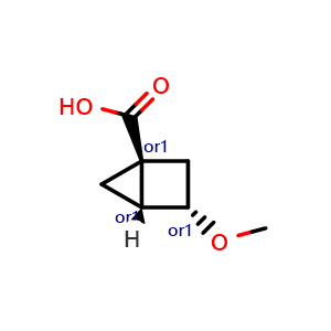 Chemical structure of exo-3-methoxybicyclo[2.1.0]pentane-1-carboxylic acid , CAS 2410594-76-0, AChemBlock U134122