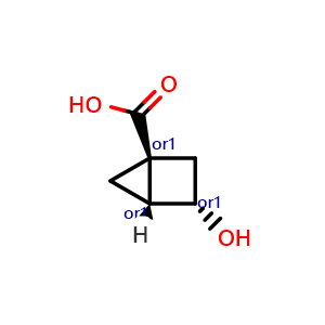 Chemical structure of exo-3-hydroxybicyclo[2.1.0]pentane-1-carboxylic acid , CAS 2410594-78-2, AChemBlock U134123
