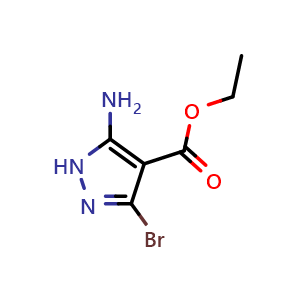 Chemical structure of ethyl 5-amino-3-bromo-1H-pyrazole-4-carboxylate , CAS 1352903-61-7, AChemBlock U134175