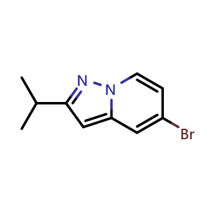 Chemical structure of 5-bromo-2-isopropyl-pyrazolo[1,5-a]pyridine , CAS 2417412-75-8, AChemBlock U134177