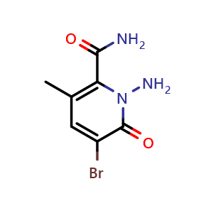 Chemical structure of 1-amino-5-bromo-3-methyl-6-oxo-pyridine-2-carboxamide , CAS 2423908-46-5, AChemBlock U134179