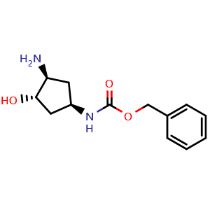 Chemical structure of benzyl N-[(1R,3S,4S)-3-amino-4-hydroxy-cyclopentyl]carbamate , CAS 2440020-12-0, AChemBlock U134190