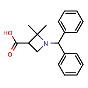 Chemical structure of 1-benzhydryl-2,2-dimethyl-azetidine-3-carboxylic acid , CAS 2446668-73-9, AChemBlock U134210