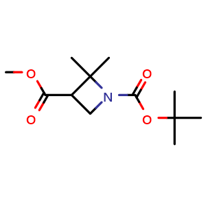 Chemical structure of O1-tert-butyl O3-methyl 2,2-dimethylazetidine-1,3-dicarboxylate , CAS 2446668-76-2, AChemBlock U134211