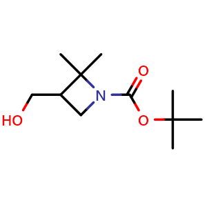 Chemical structure of tert-butyl 3-(hydroxymethyl)-2,2-dimethyl-azetidine-1-carboxylate , CAS 2446668-78-4, AChemBlock U134212