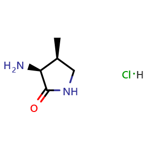 Chemical structure of (3S,4S)-3-amino-4-methyl-pyrrolidin-2-one hydrochloride , CAS 2446818-46-6, AChemBlock U134217