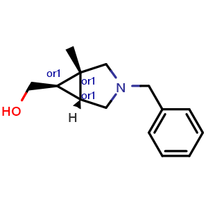 Chemical structure of [rel-(1S,5S,6S)-3-benzyl-1-methyl-3-azabicyclo[3.1.0]hexan-6-yl]methanol , CAS 2456272-44-7, AChemBlock U134234