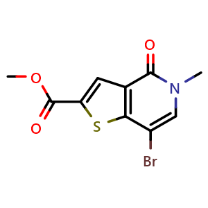 Chemical structure of methyl 7-bromo-5-methyl-4-oxo-thieno[3,2-c]pyridine-2-carboxylate , CAS 2461773-51-1, AChemBlock U134241