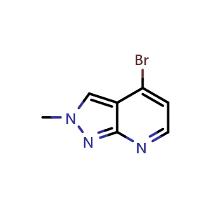 Chemical structure of 4-bromo-2-methyl-pyrazolo[3,4-b]pyridine , CAS 2468028-19-3, AChemBlock U134247