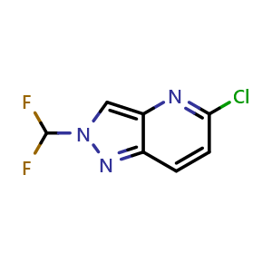 Chemical structure of 5-chloro-2-(difluoromethyl)pyrazolo[4,3-b]pyridine , CAS 2468028-33-1, AChemBlock U134249