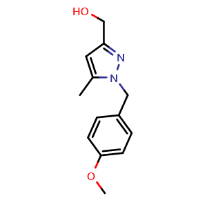 Chemical structure of [1-[(4-methoxyphenyl)methyl]-5-methyl-pyrazol-3-yl]methanol , CAS 2489244-17-7, AChemBlock U134273