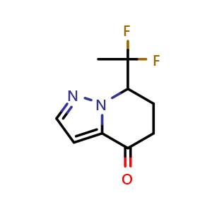 Chemical structure of 7-(1,1-difluoroethyl)-6,7-dihydro-5H-pyrazolo[1,5-a]pyridin-4-one , CAS 2489784-04-3, AChemBlock U134283