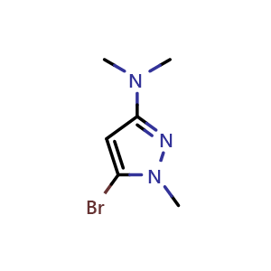 Chemical structure of 5-bromo-N,N,1-trimethyl-pyrazol-3-amine , CAS 2490680-10-7, AChemBlock U134301